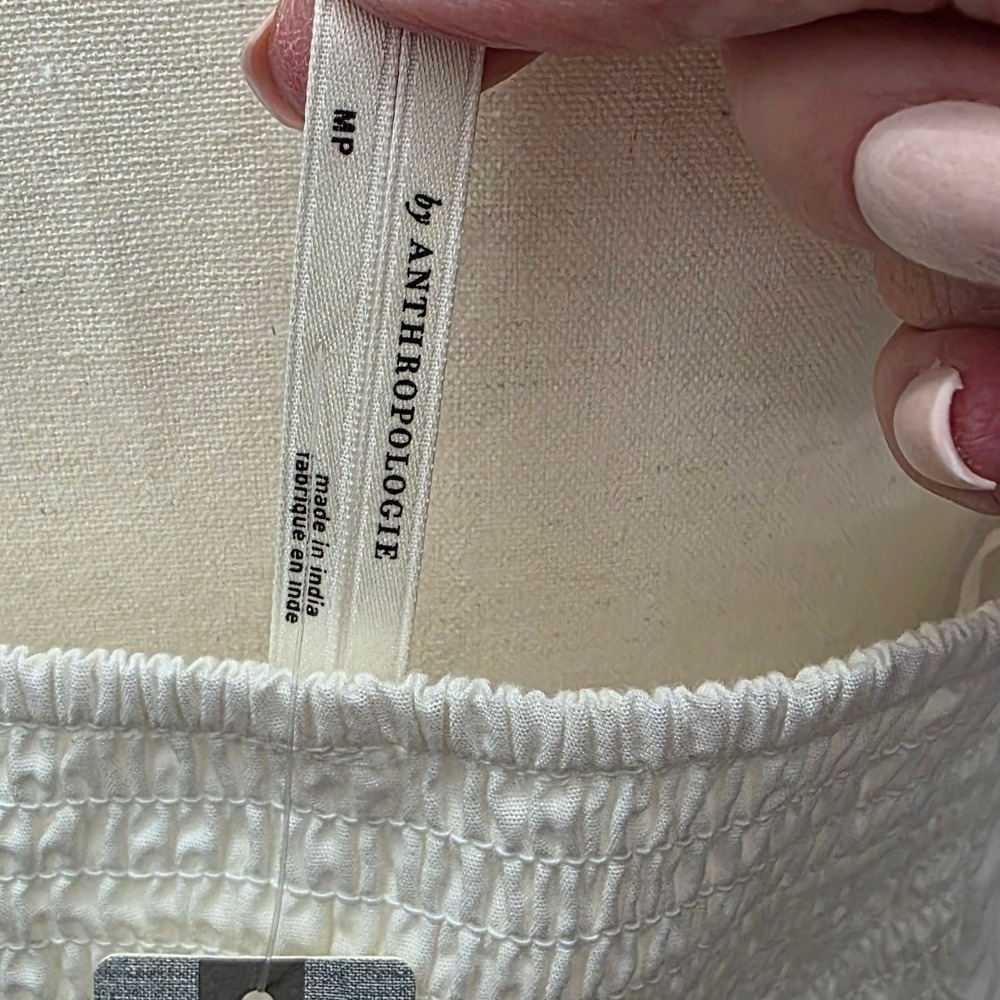 Anthropologie Halter Dress Women MP White Cotton Tiered Emily Beach Festival NWT - Picture 8 of 13